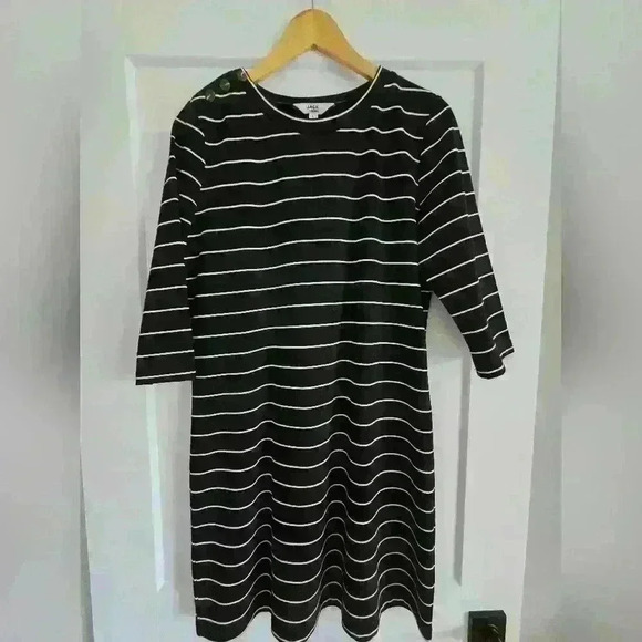 JACK by BB Dakota black and white stripe dress size large, polyester and rayon - Picture 1 of 8